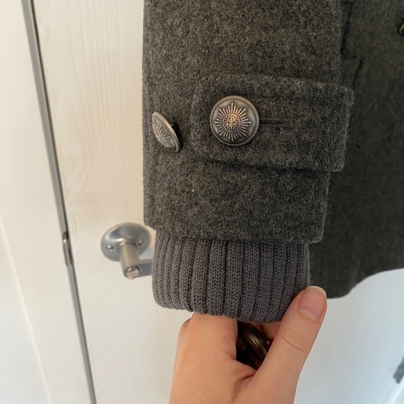 Grey Wool Pea Coat EUC - Picture 7 of 13